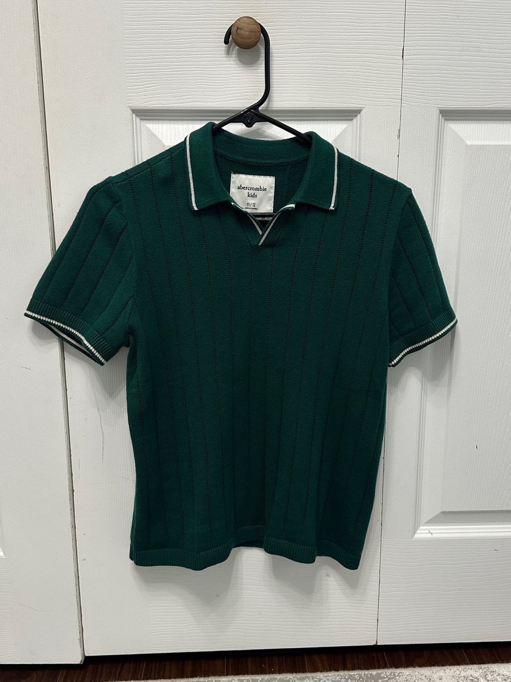 abercrombie kids Teal Knit Polo with White Trim